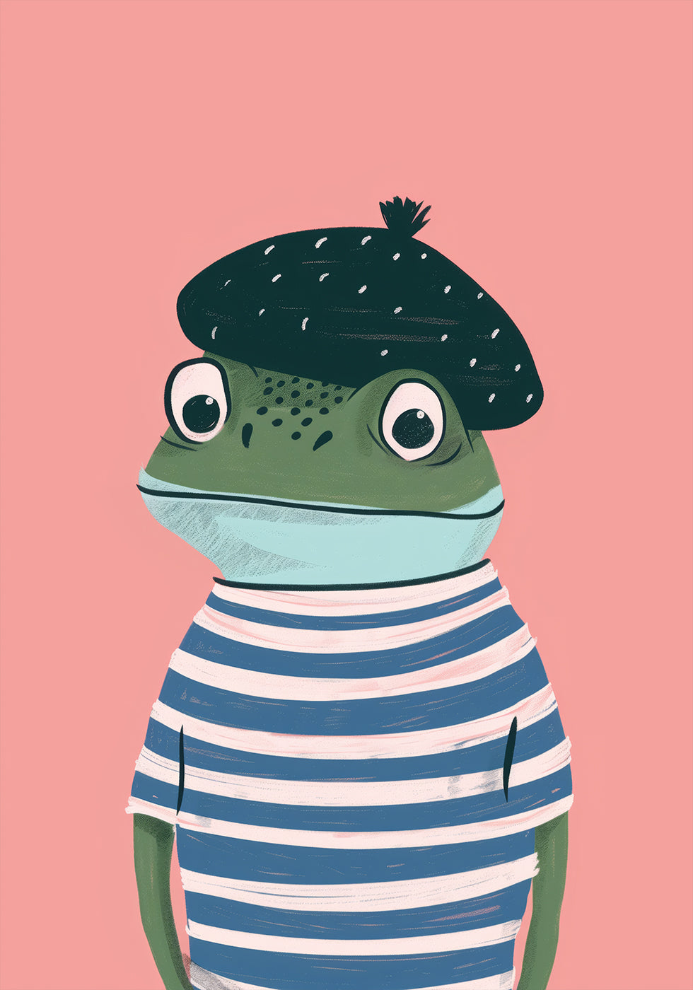 French Frog Illustration Poster