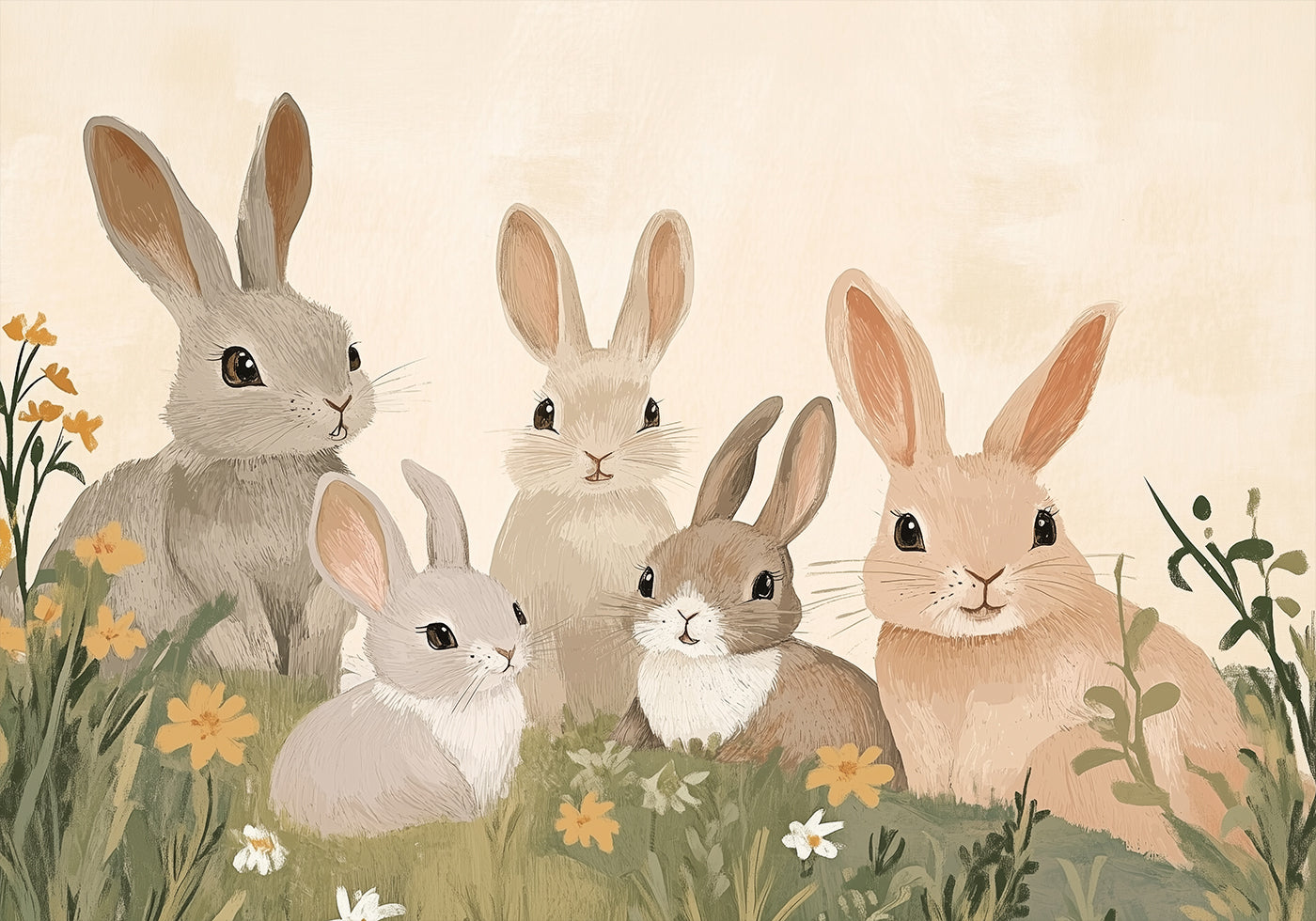 Bunny Family Illustration Poster