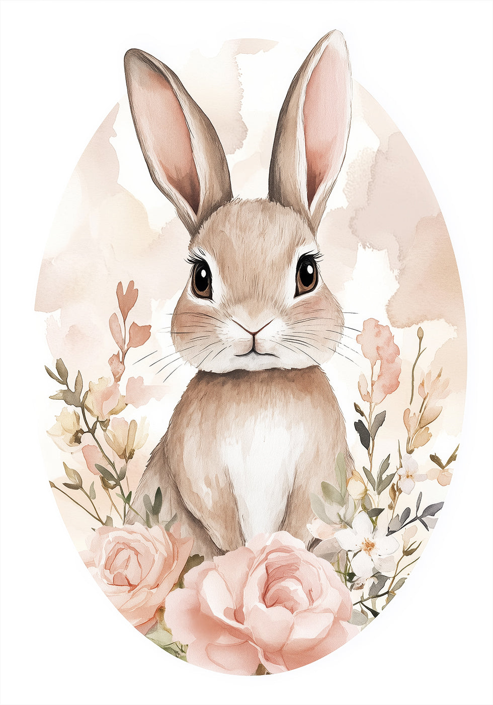 Cute Bunny With Roses Poster