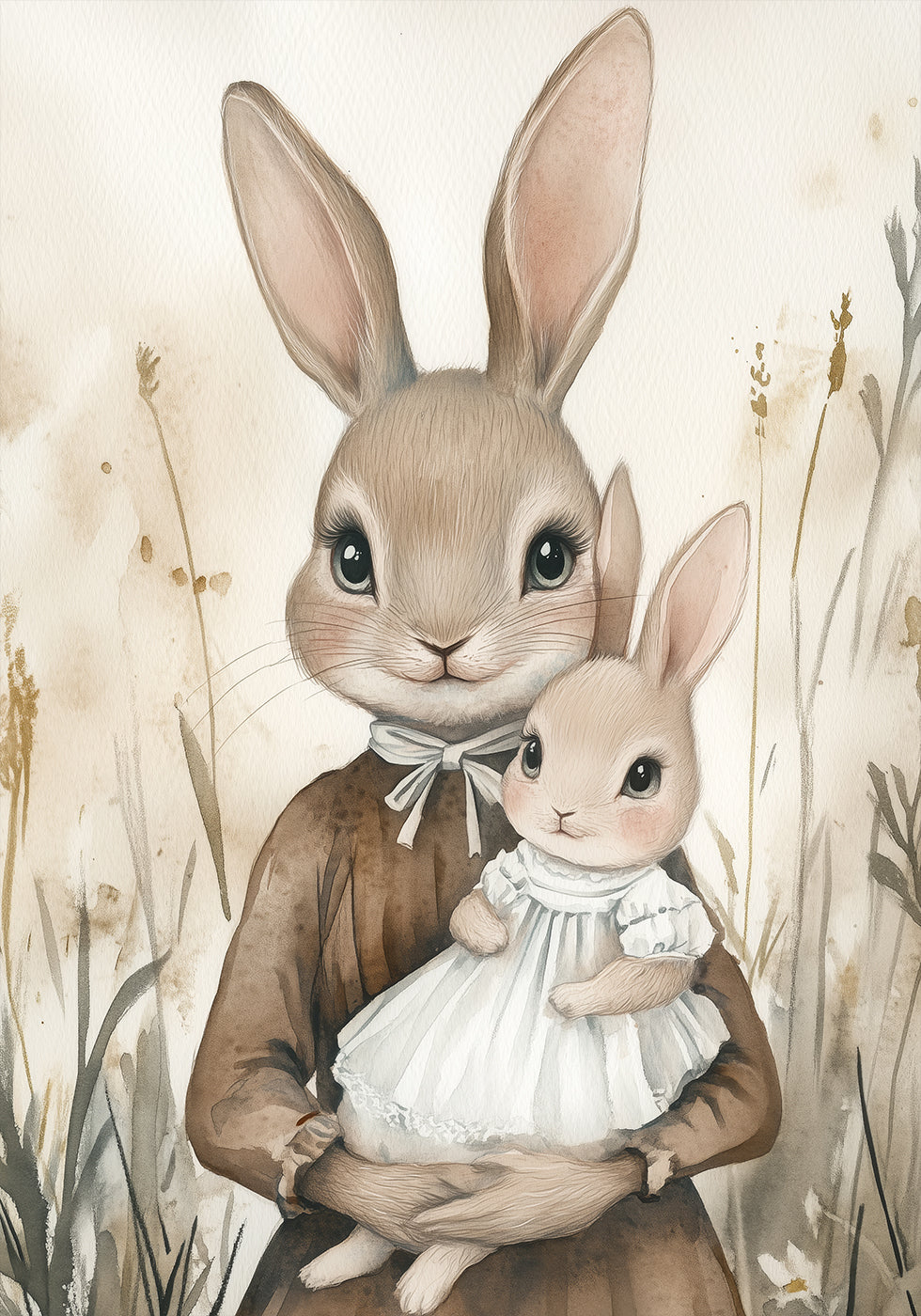 Mother And Baby Bunny Poster