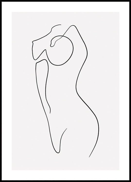 a black and white drawing of a woman's torso