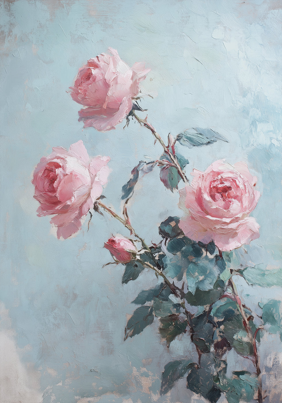 Soft Rose Branch, Children’s Floral Poster