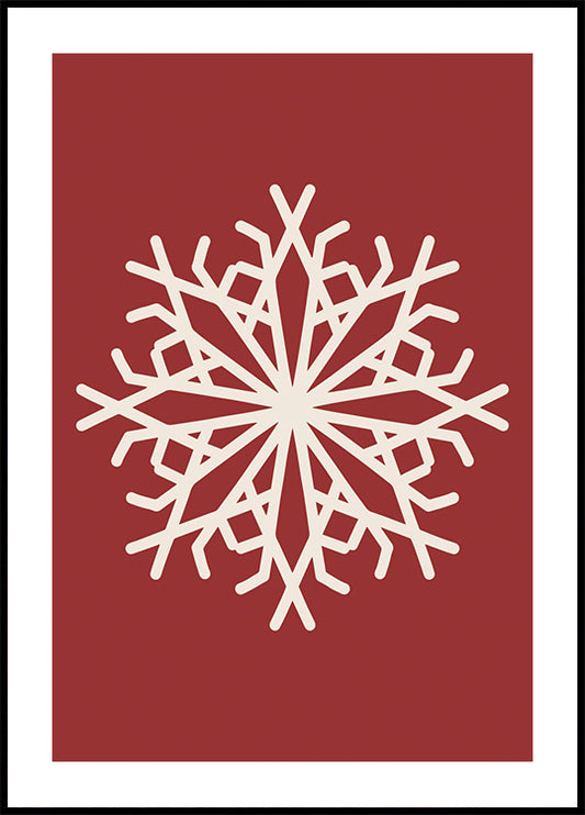 a white snowflake on a red background