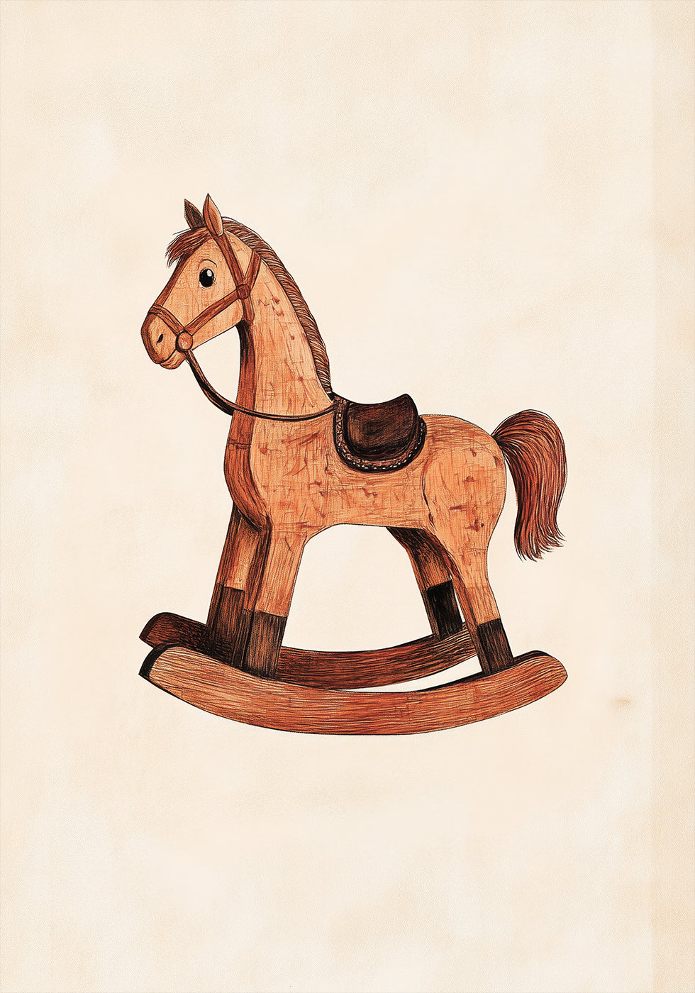 Vintage Rocking Horse Wooden Toy Poster