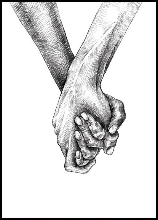 Holding Hands Illustration Plakat - Posterbox.no