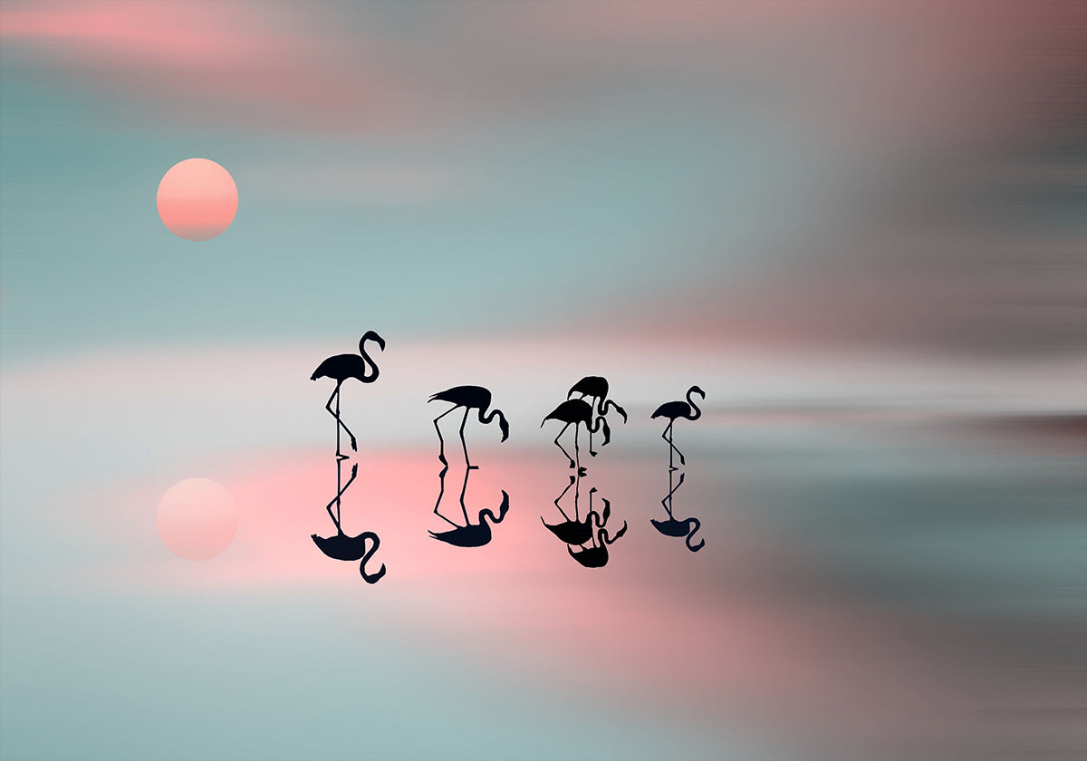 Family flamingos. Poster
