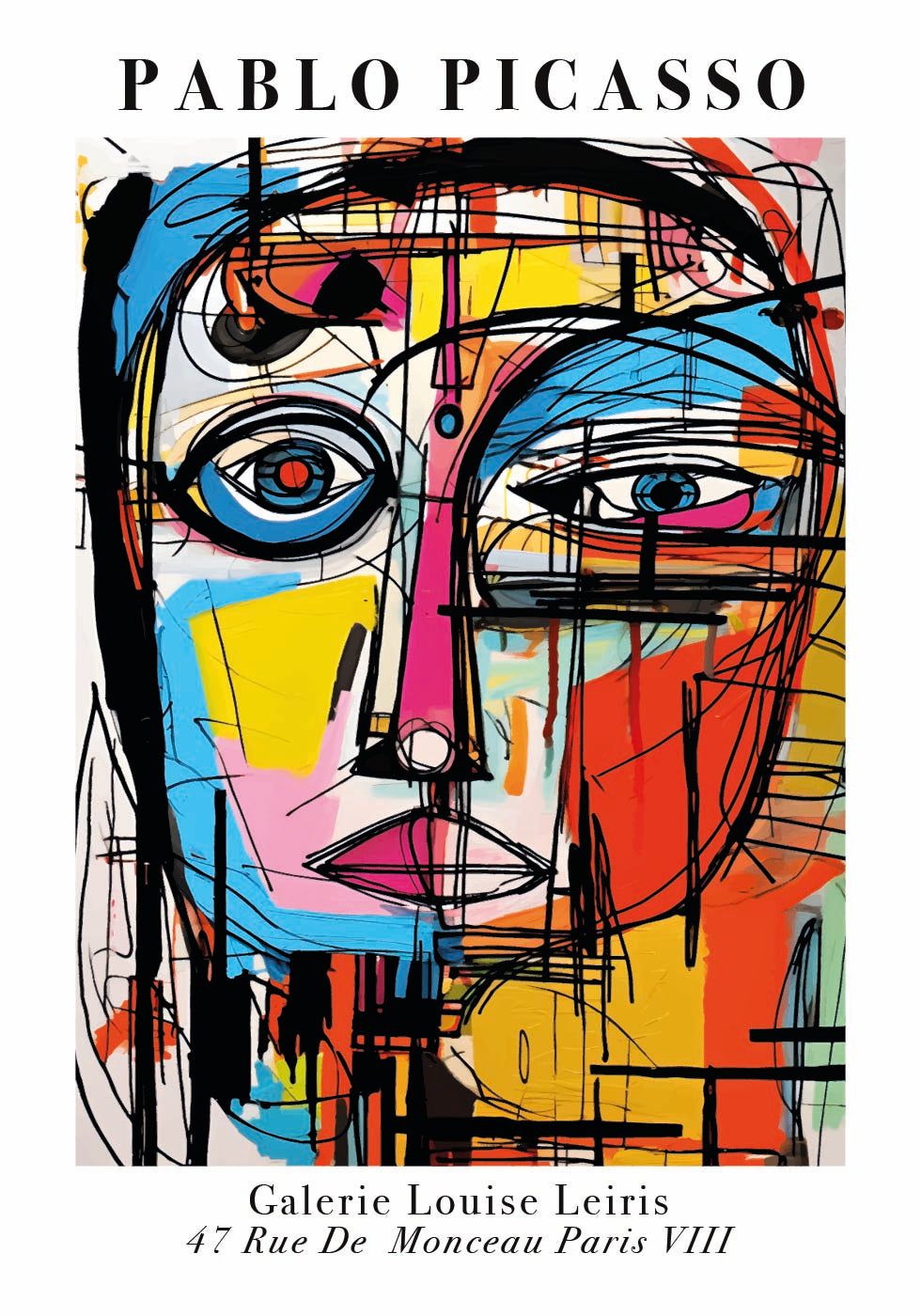 a painting of a person with a colorful face