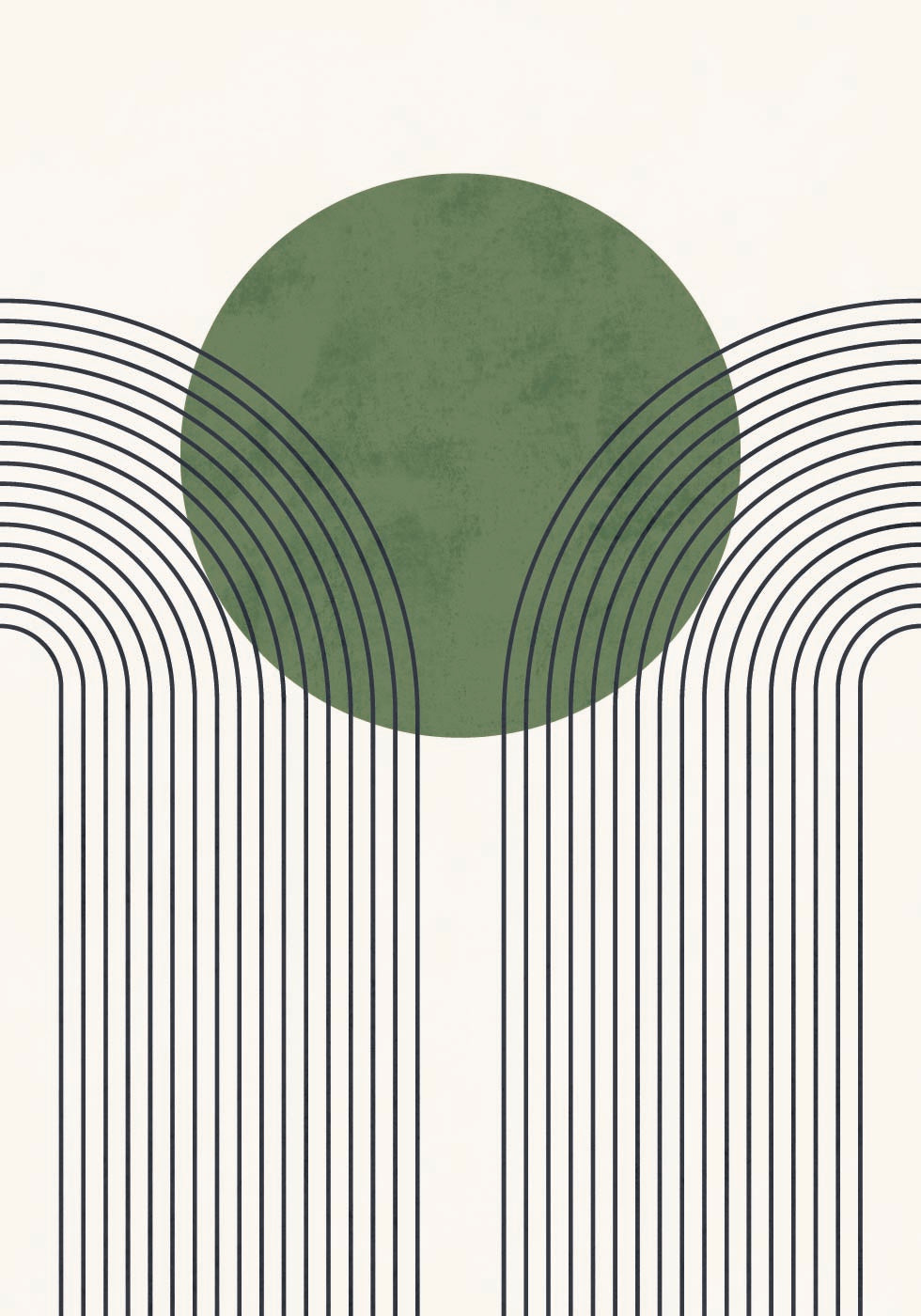 Green Orbit, Minimalist Line and Circle Abstract Poster