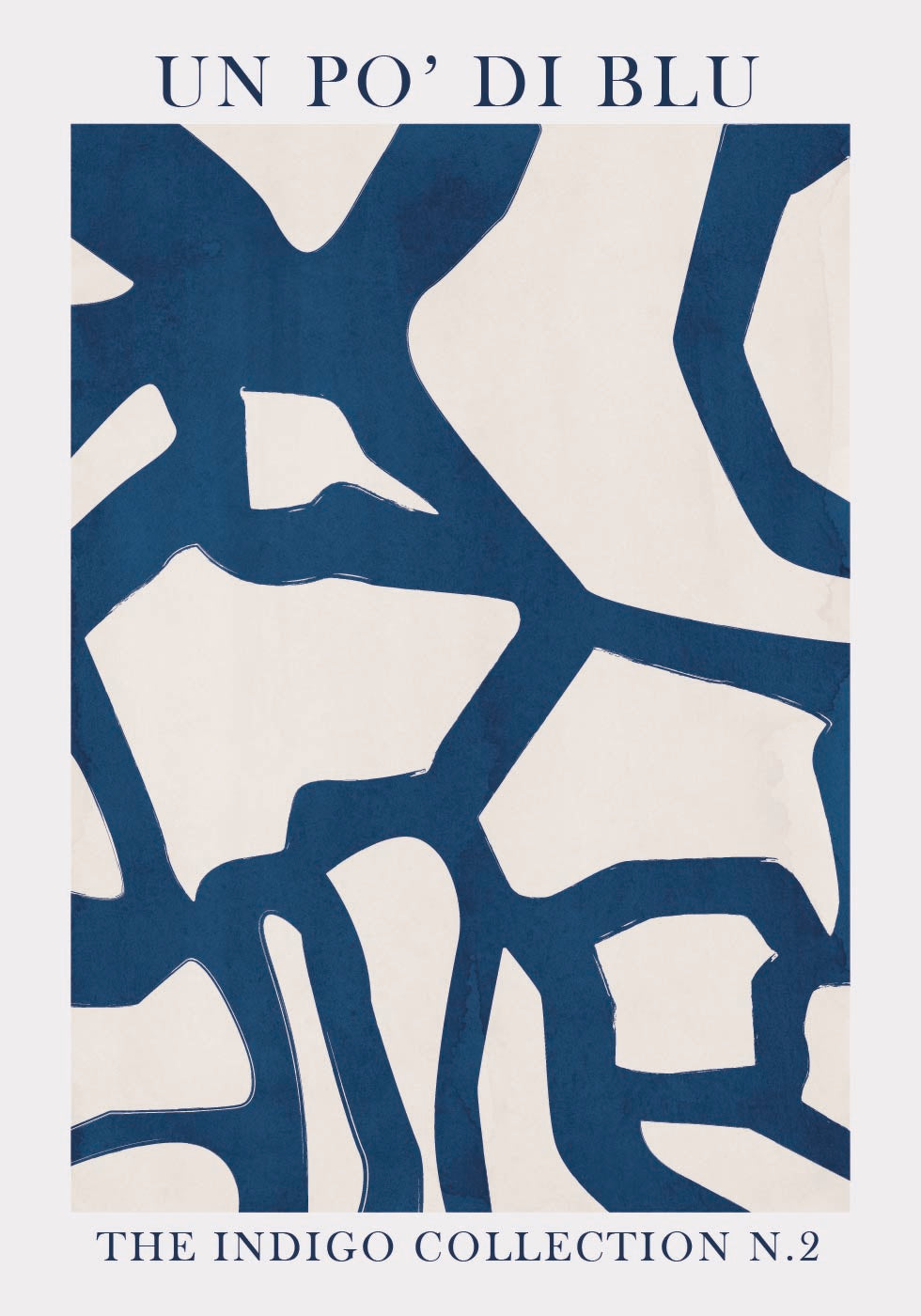 Indigo Flow, Abstract Shapes in Blue and White Poster