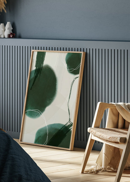 Abstract Green Shapes Art Poster