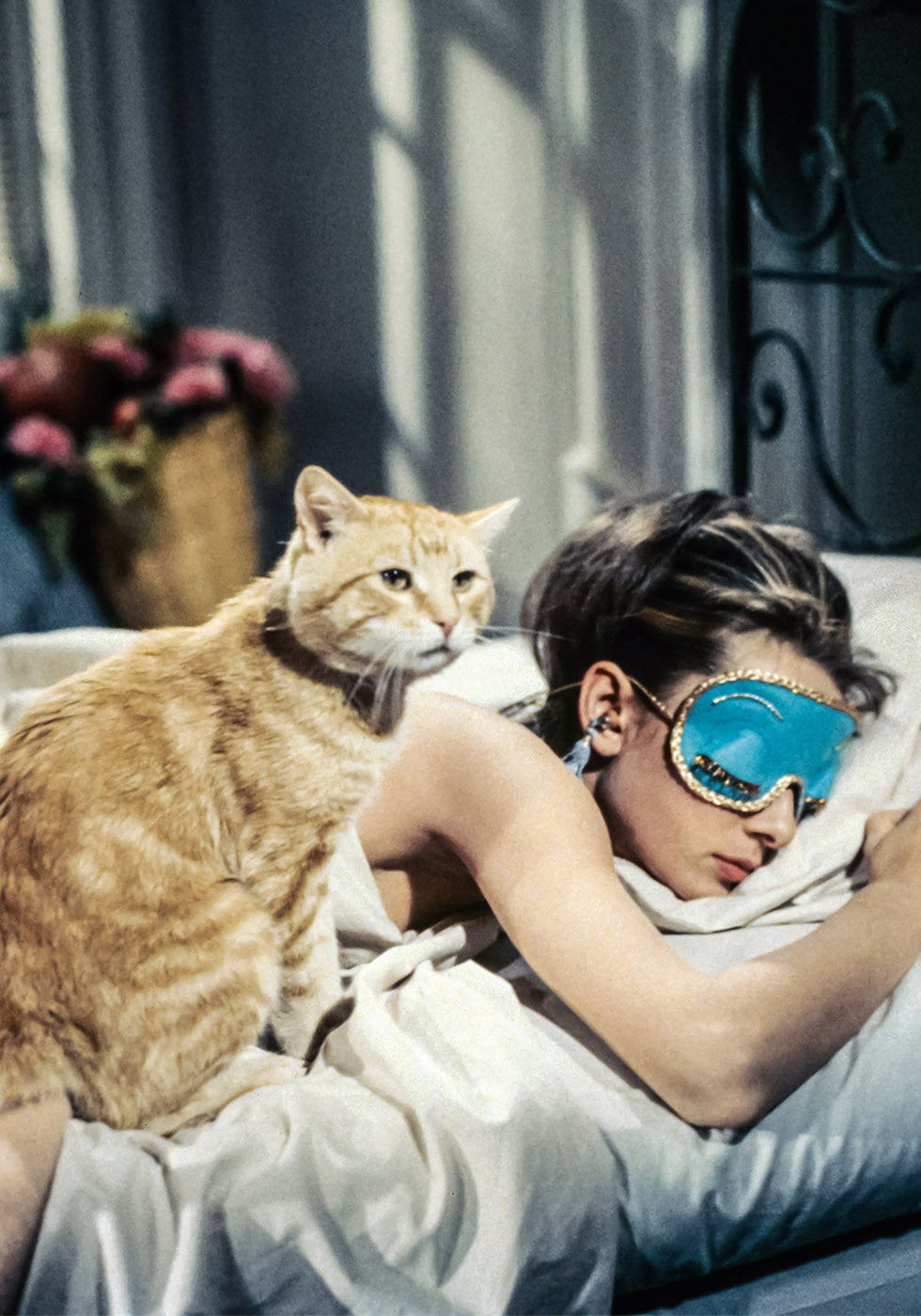 Audrey Hepburn Sleeping With Cat Poster