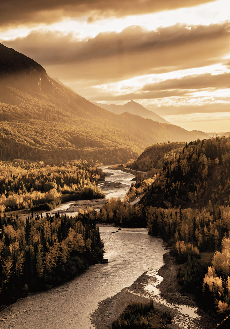 Autumn River Valley Poster