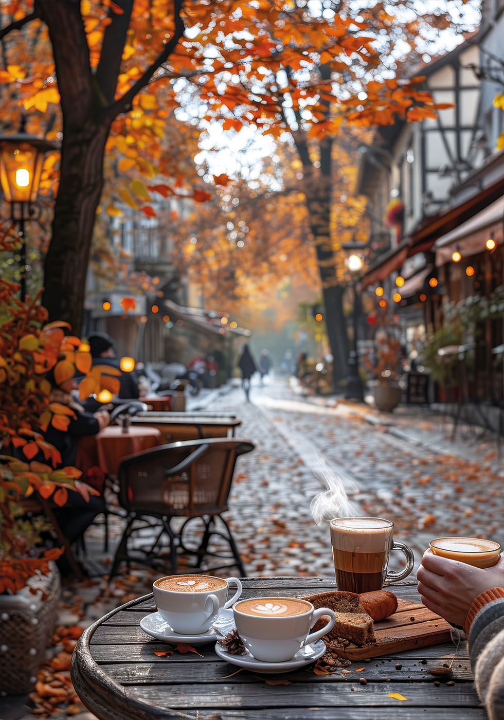 Cozy Autumn Café Scene Poster