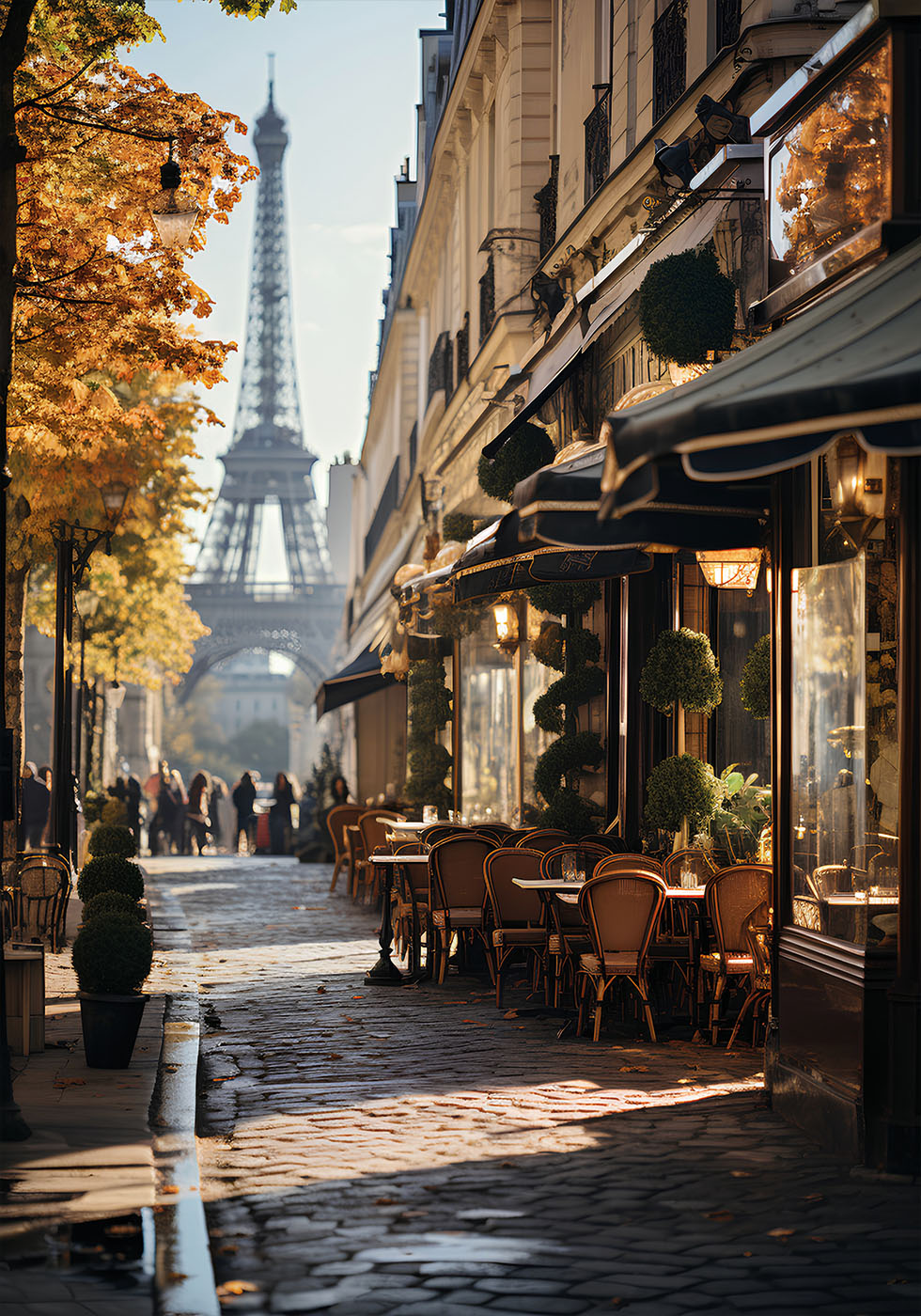 Parisian Street Café in Autumn Poster