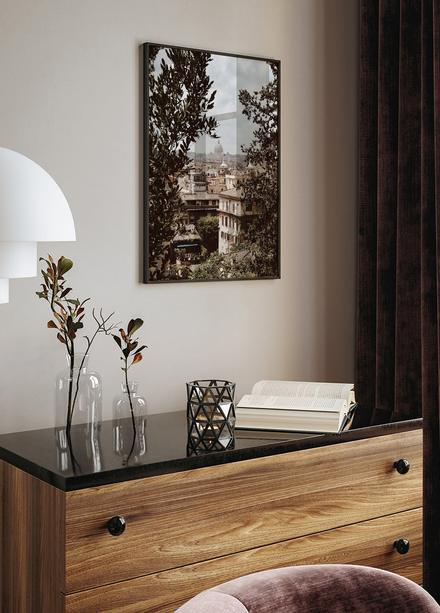 Window View Poster Rome View of Rome with St. Peter's Basilica Poster – Posterbox.uk