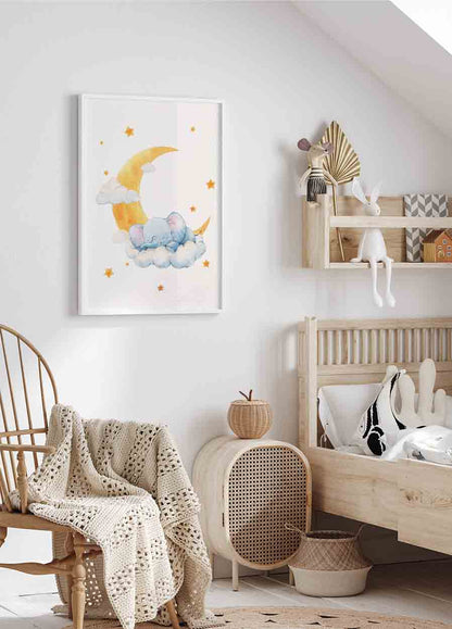 Sleepy Elephant on a Cloud Poster