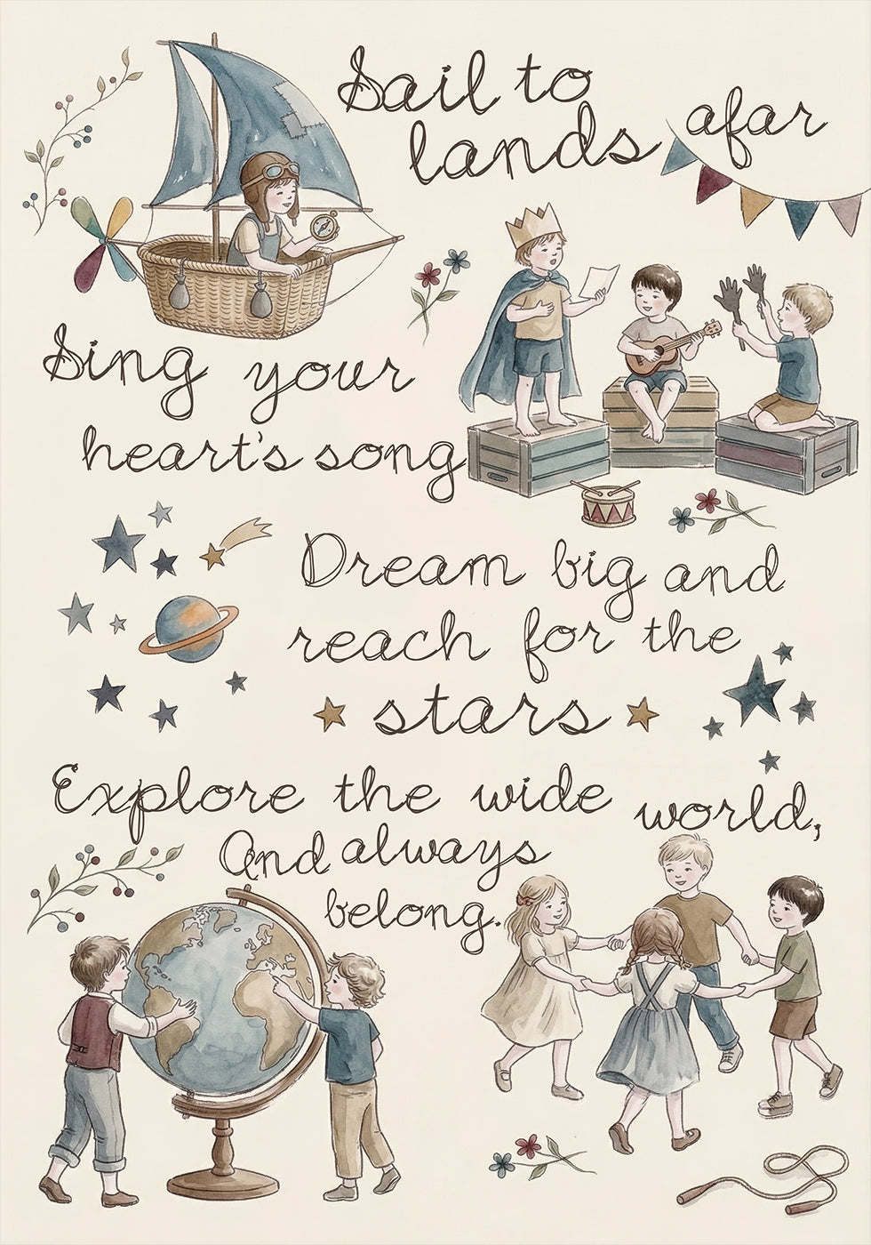 Dream Big Kids Illustration Poster