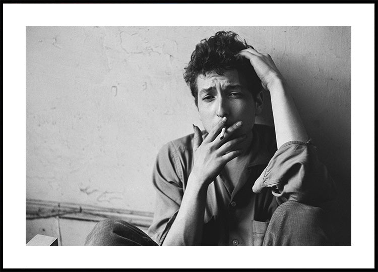 Young Bob Dylan Black and White Poster