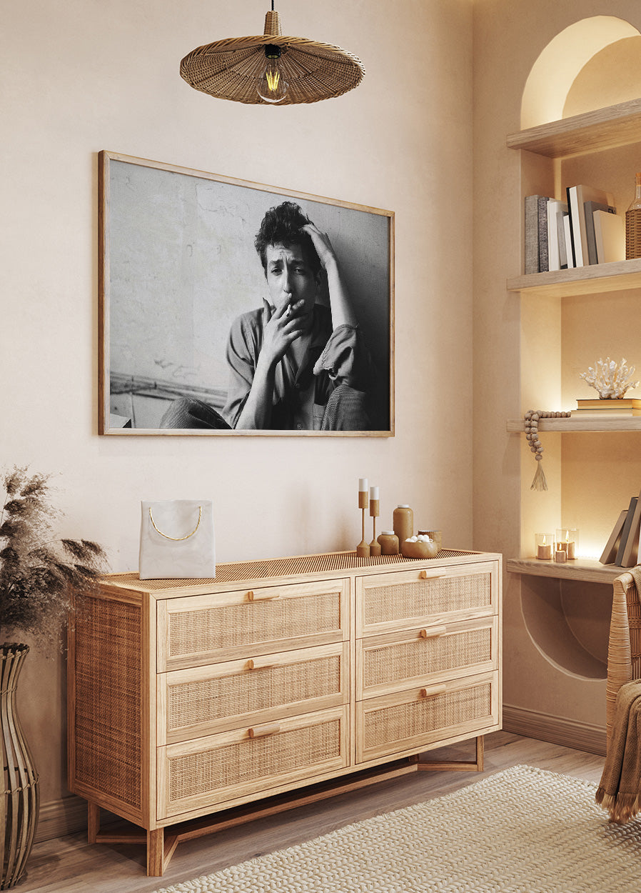 Young Bob Dylan Black and White Poster
