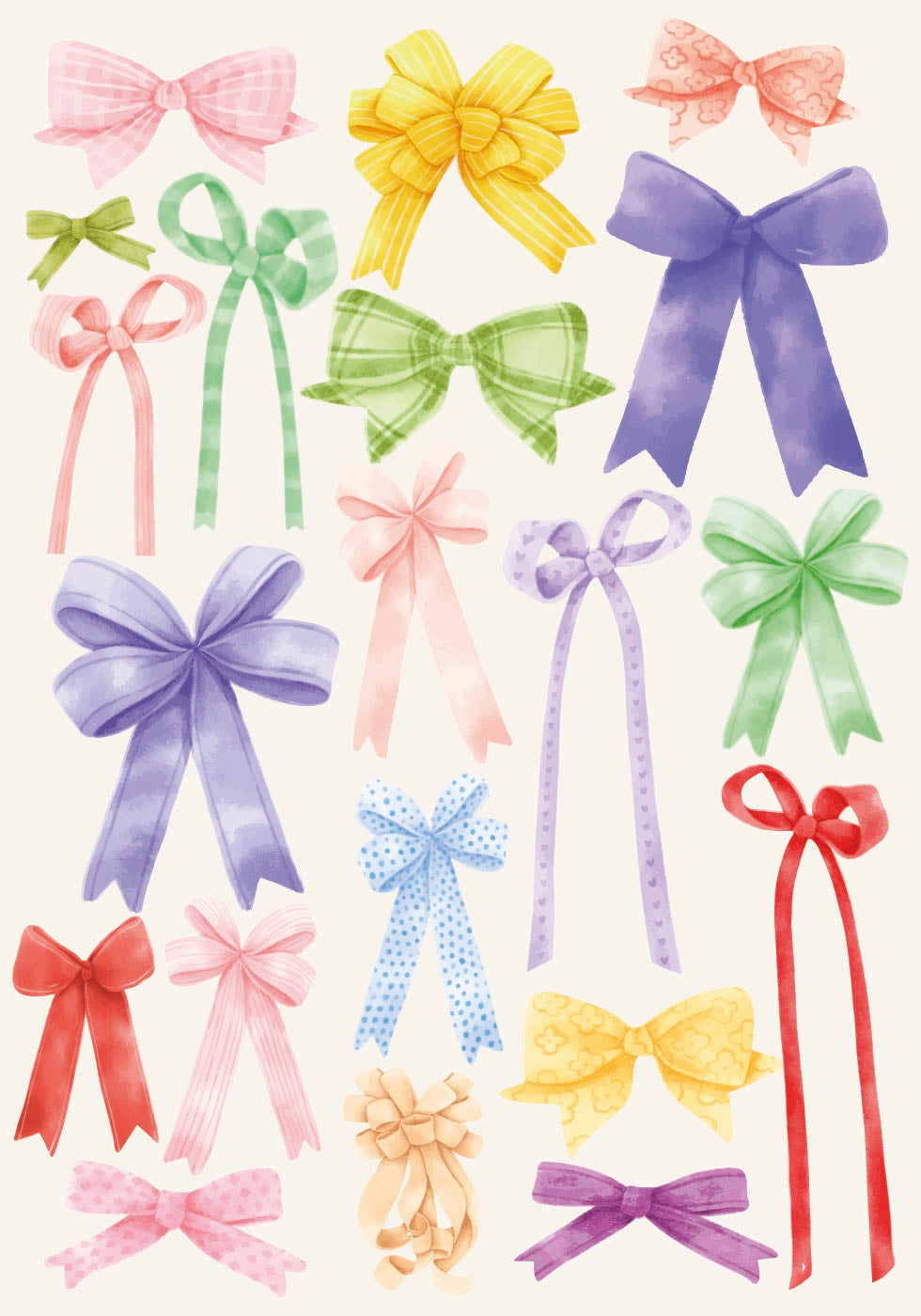 Colorful Ribbons, Bow Collection Illustration Poster
