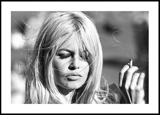 Brigitte Bardot With Cigarette On Wind Poster