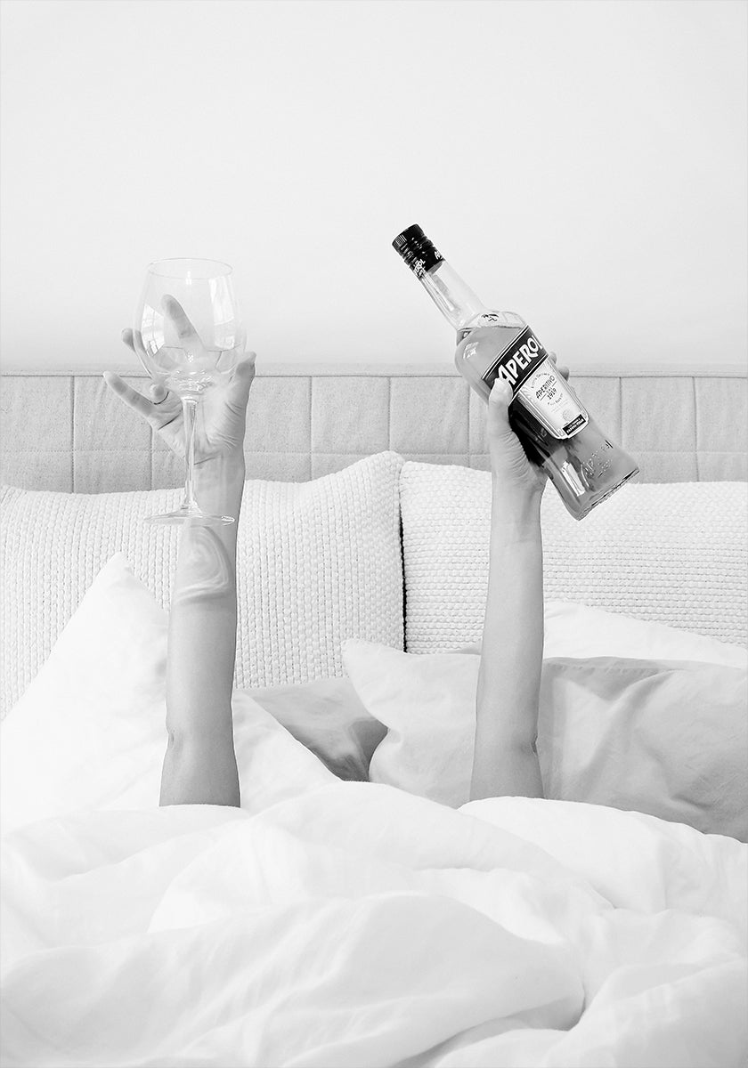 Aperol In Bed B&W Poster
