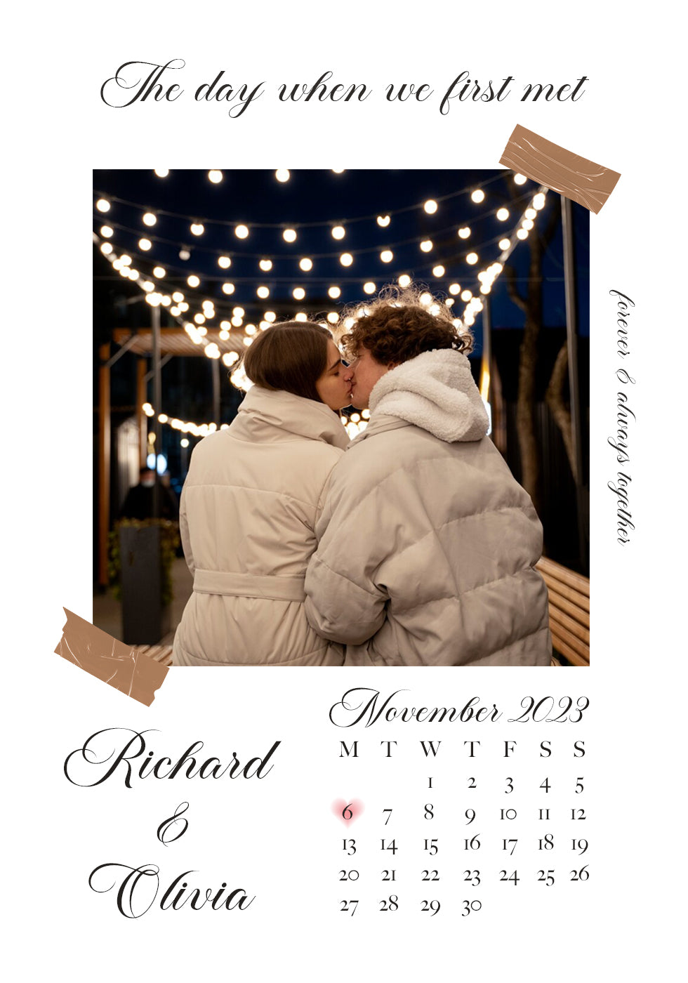 The Day We First Met Personalized Calendar Poster