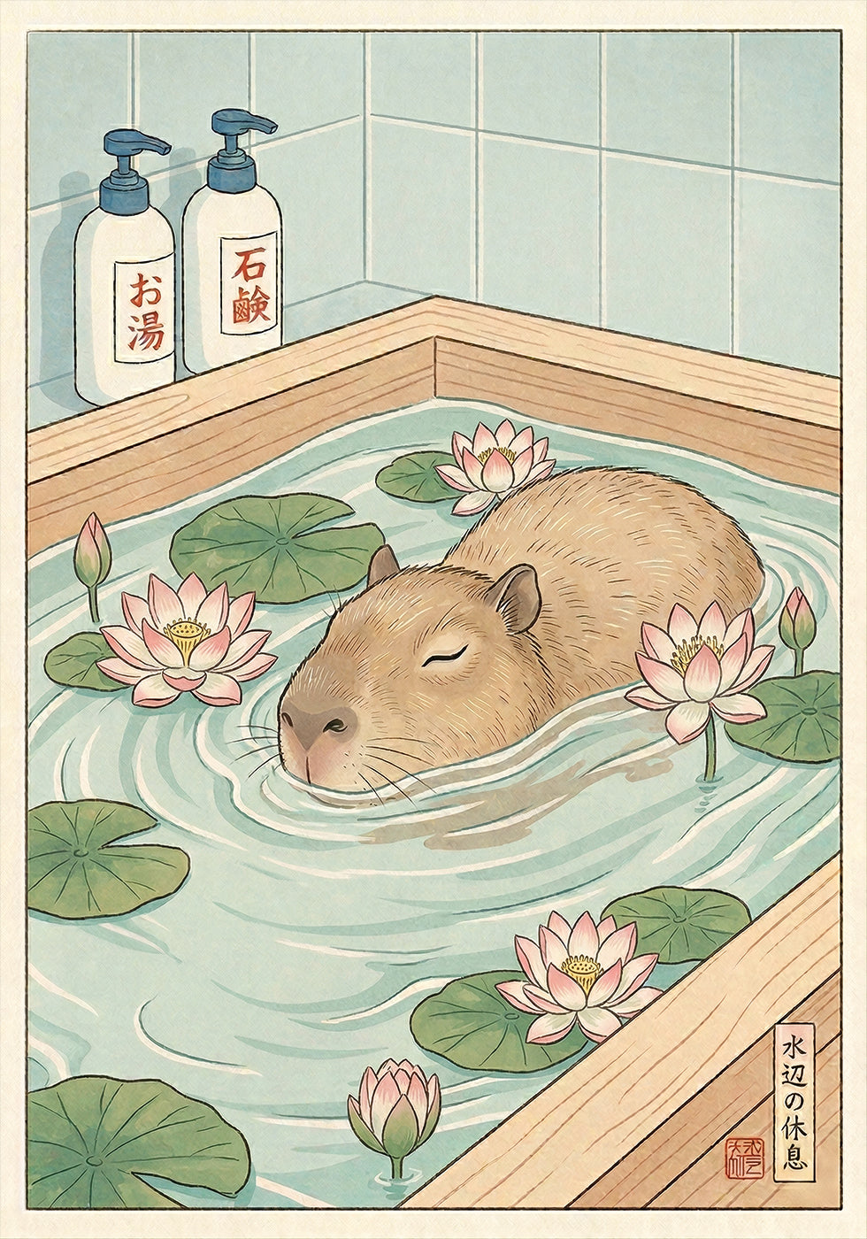 Capy bara Bath Poster