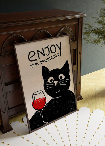 Cat Who Delights in Wine Poster