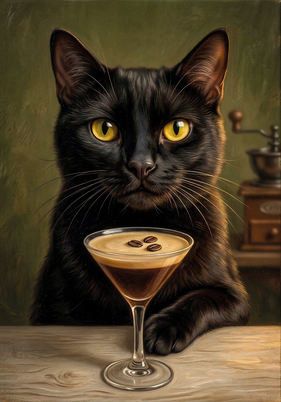 Cat with Espresso Martini Poster