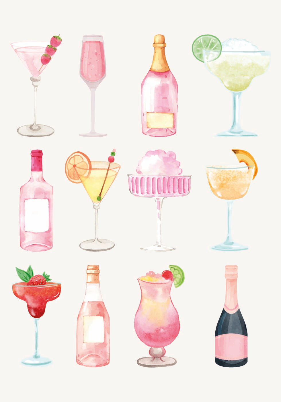 Sparkling Hour, Colorful Champagne and Cocktails Poster