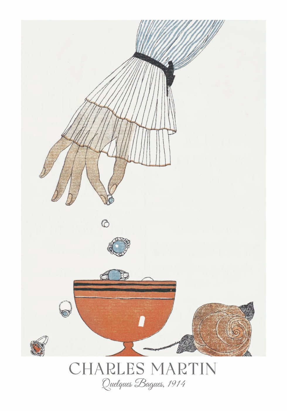 Quelques Bagues, Jewelry Illustration Charles Martin Poster