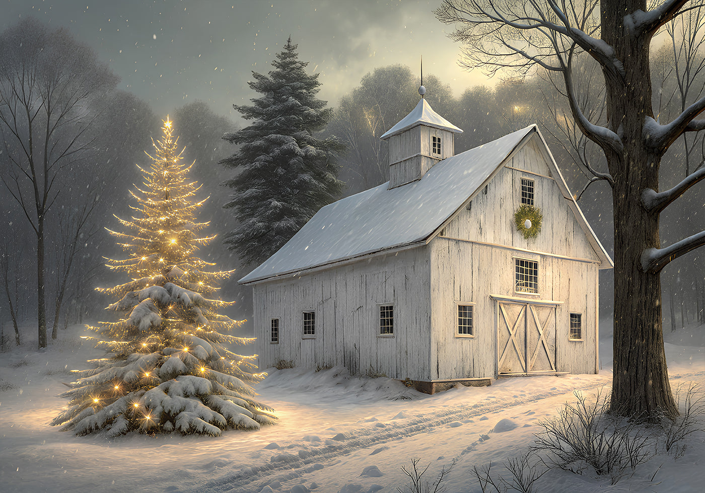 Christmas Barn Poster