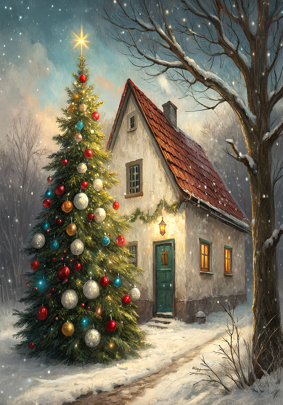 Cozy Christmas Cottage Poster