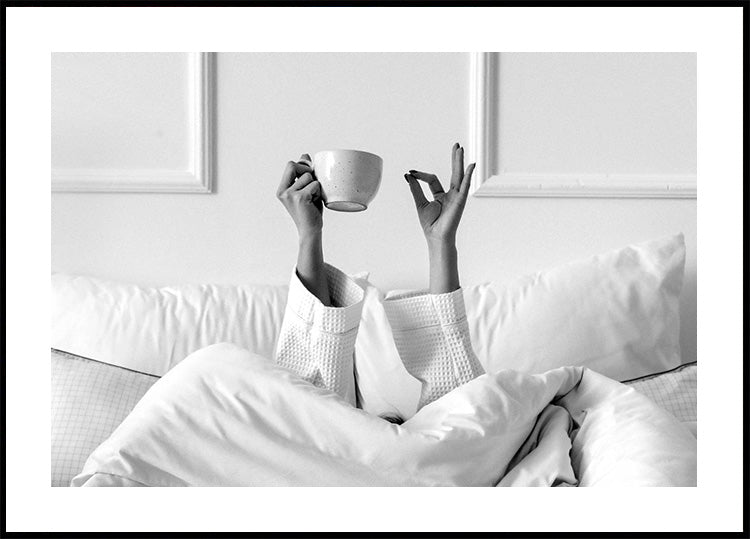 Coffee in Bed Poster Black and White Poster