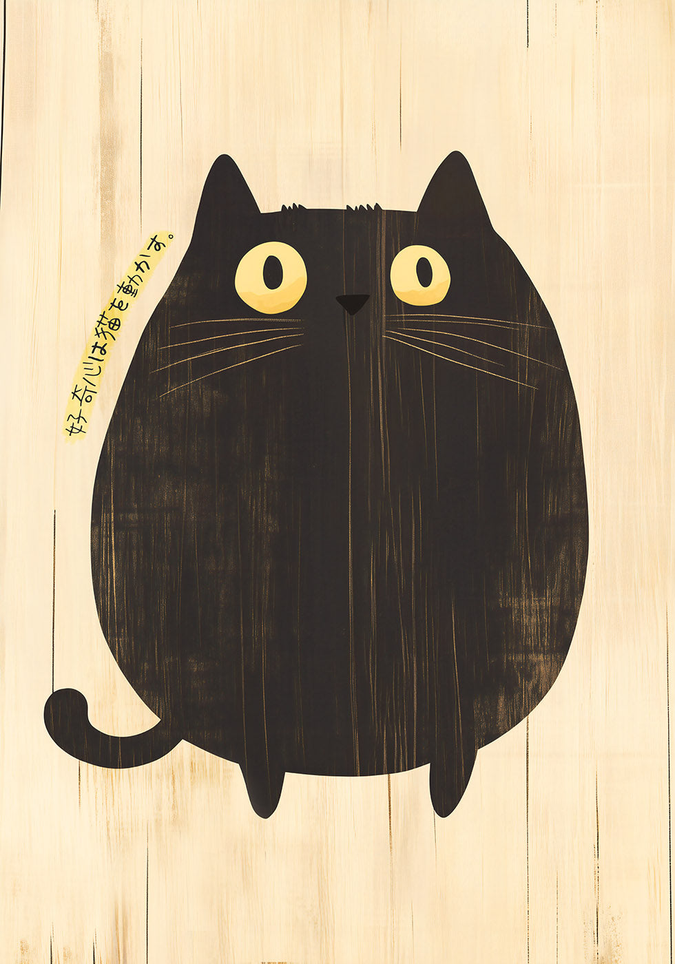 Chubby Cat Curiosity, Whimsical Feline Art Poster