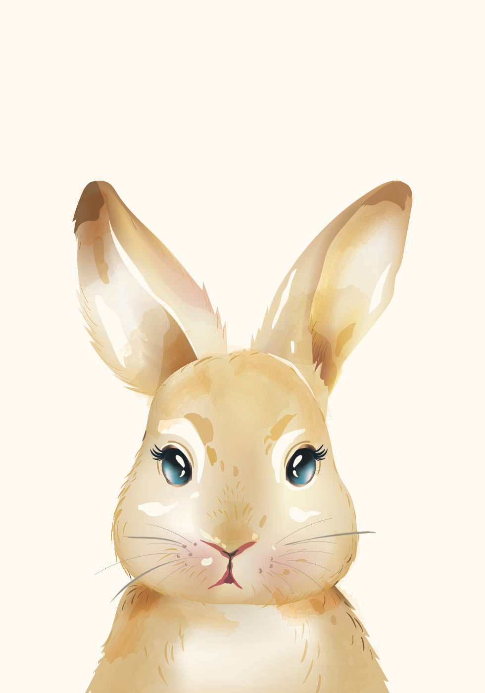 Cute Watercolor Bunny, Animal Nursery Print Poster