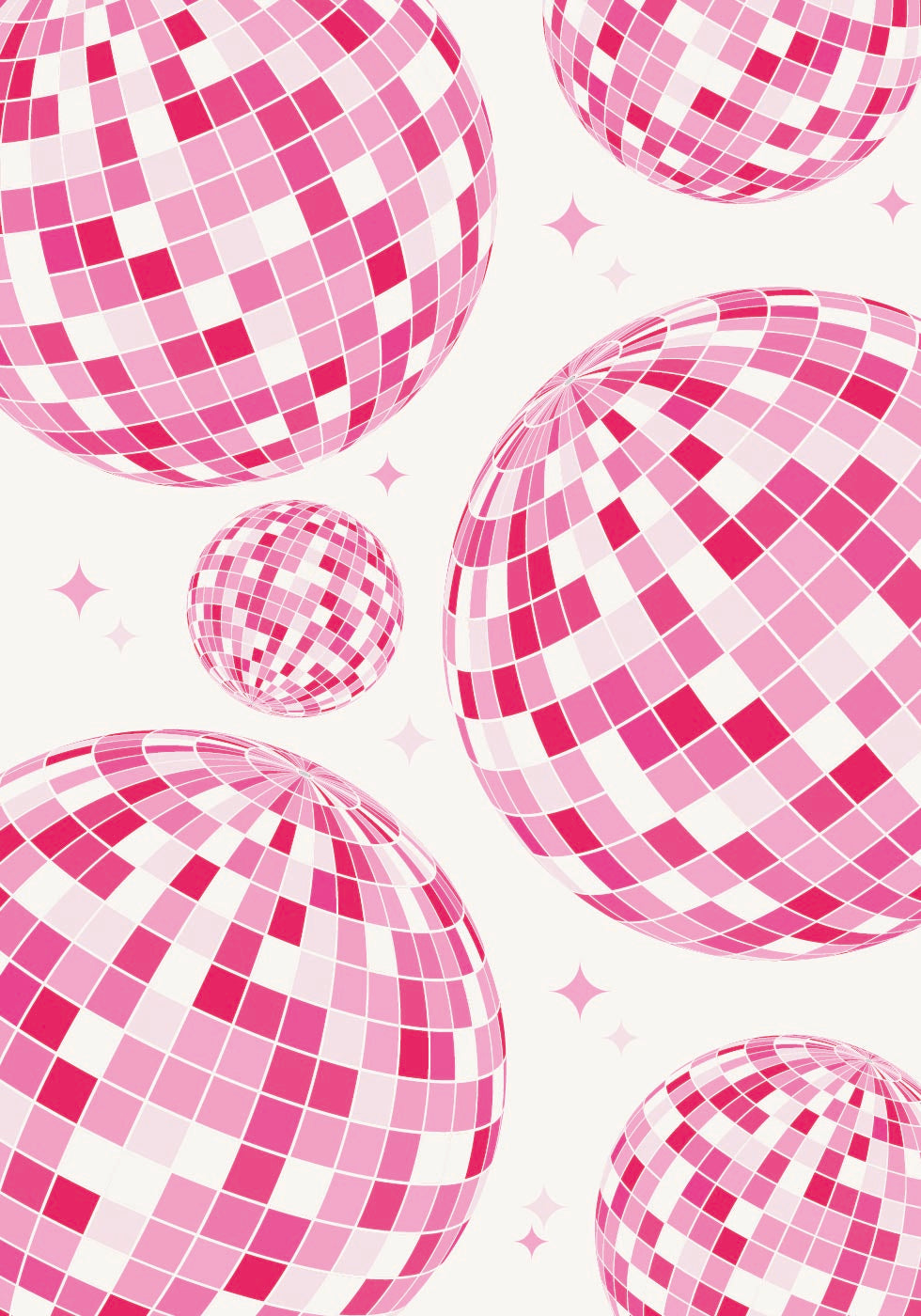 Pink Disco Vibes, Retro Dance Floor Sparkle Poster