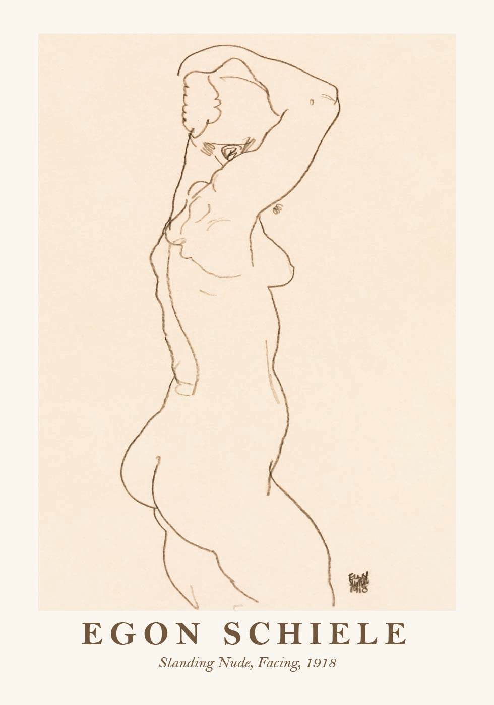 Egon Schiele, Standing Nude Facing Poster