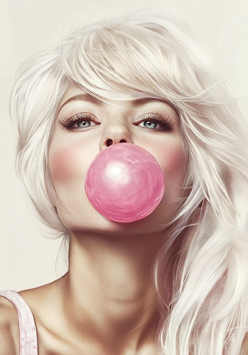 Fashion Portrait with Bubble Gum Poster