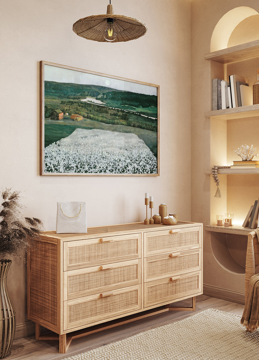 Serene Flower Meadow Landscape Poster