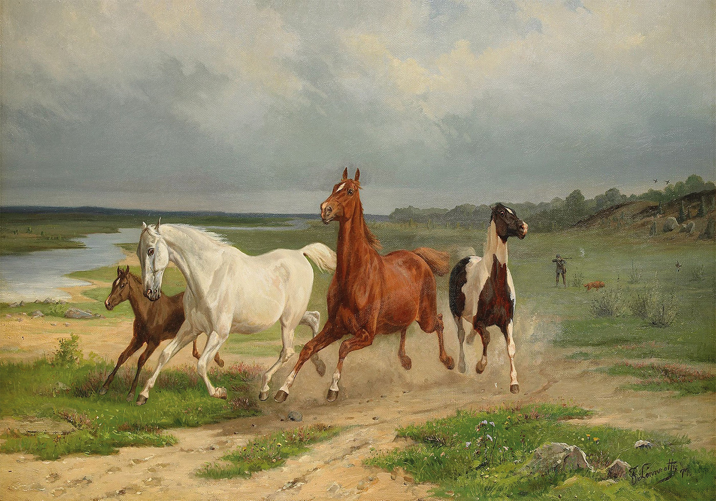 Flyende hästar By Arvid Fredrik Lönnroth Poster