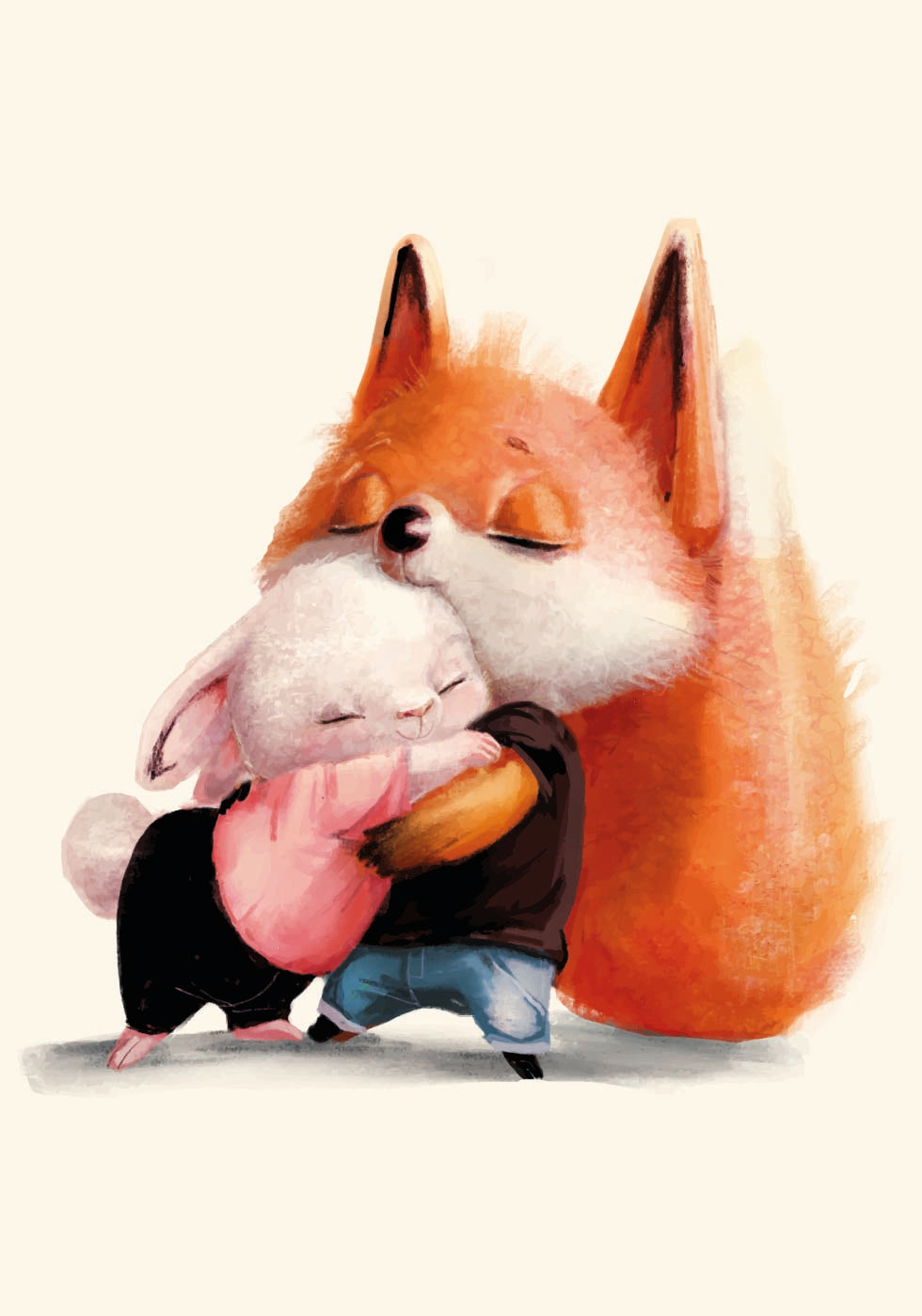 Fox Hugs Rabbit Poster