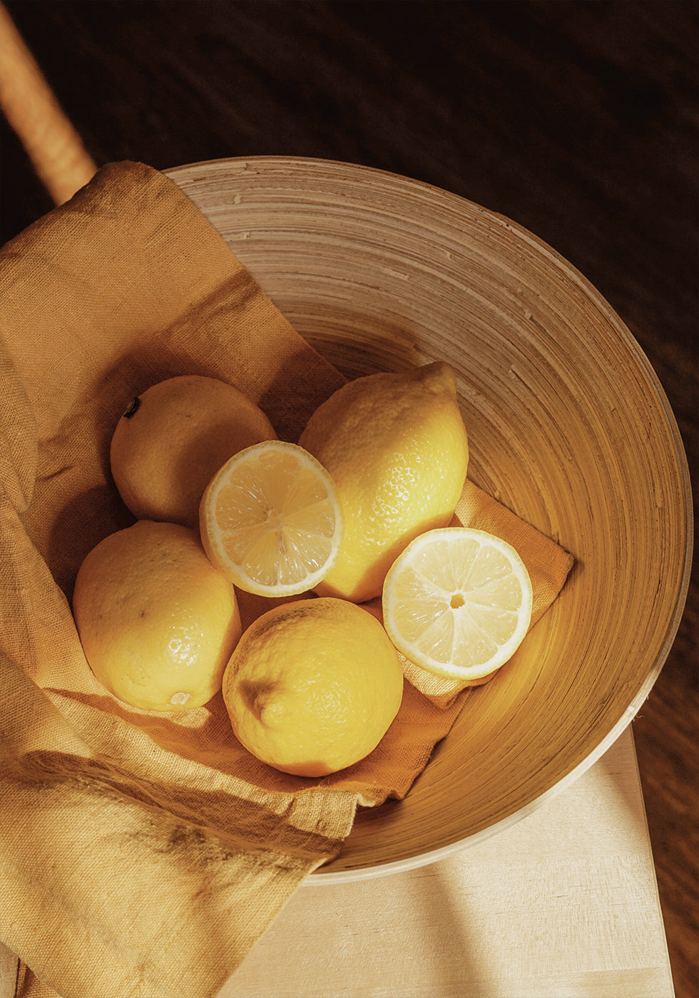 Fragrant Lemons in Rustic Bowl Poster