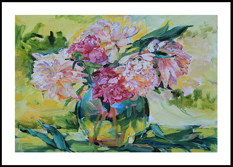 Peonies in a vase Poster