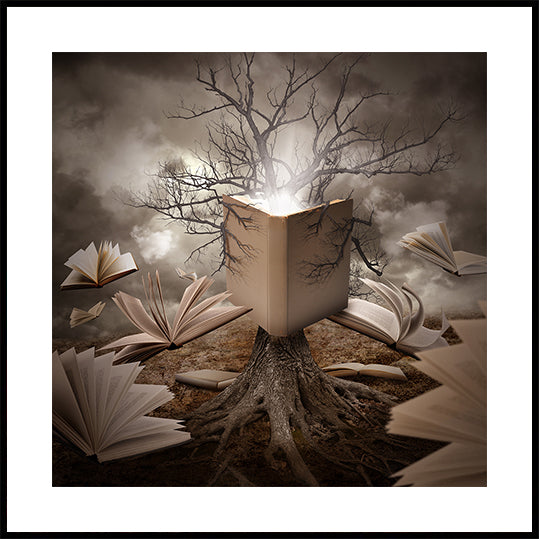 Old Tree Reading Story Book Poster