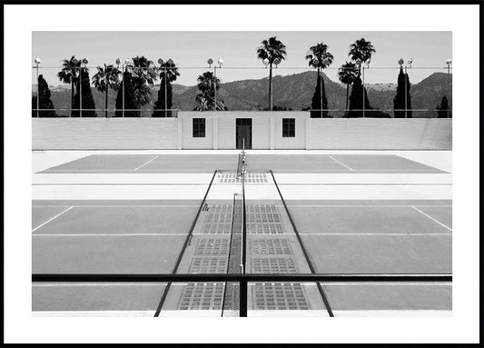 Tennis Court and Palm Trees Poster