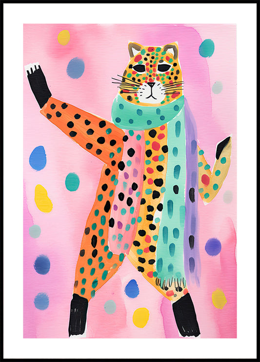 Dancing Leopard In Scarf Poster