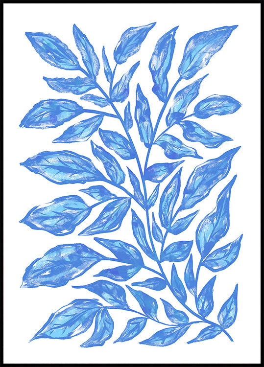 Botanical Illustration Of Blue Leaves  Poster
