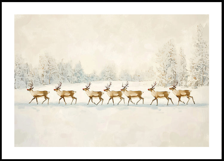 Winter Wonderland: Reindeer Procession Poster